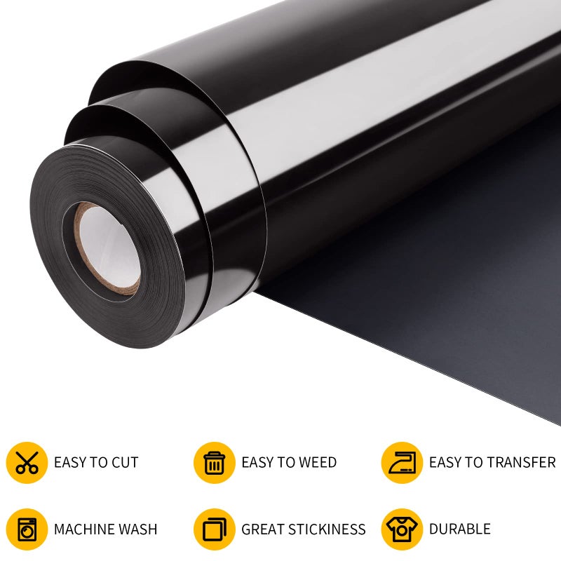 VinylRus الفينيل نقل الحرارة من VinylRus - 12 × 35 قدم حديد أسود على لفافة الفينيل للقمصان HTV فينيل للصور الظلية Cameo Cricut سهلة القطع والأعشاب - Image 4